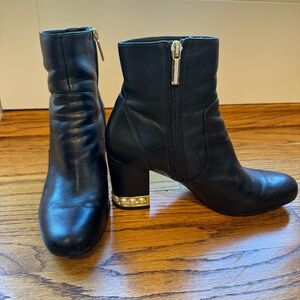 Karl Lagerfeld Black Ankle Boots with Pearl Detail